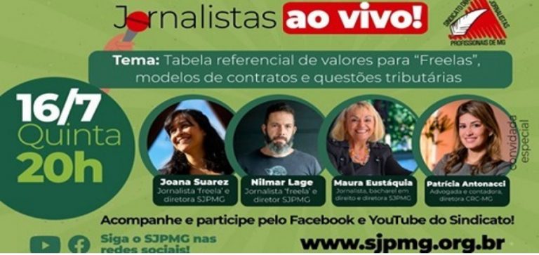 Jornalistas Ao Vivo nesta quinta 16/7 debate preços e contratos para profissionais ‘freelancers’